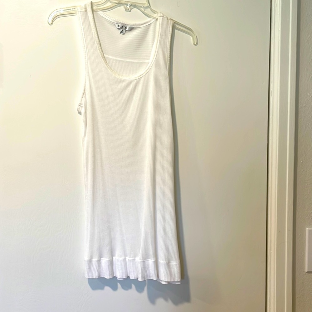 Cabi long white semi sheer tank